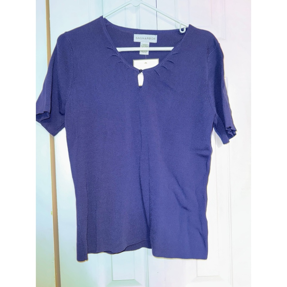 Sag Harbor Women's Navy Blue Short Sleeve Top